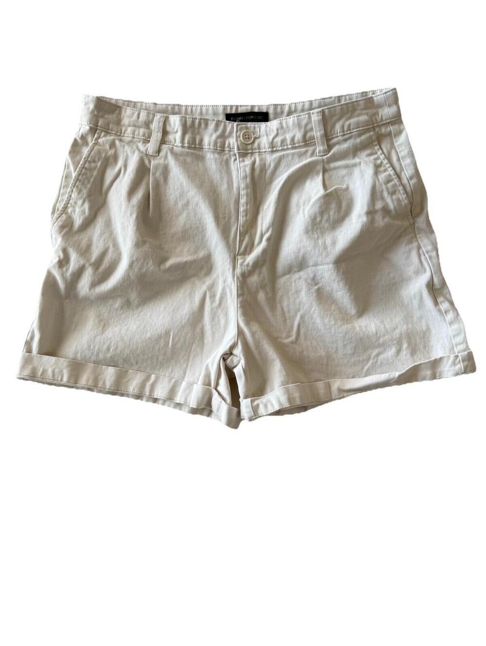 Banana Republic Womens Ivory Chino Shorts Size 12 Stretch Cuffed Casual